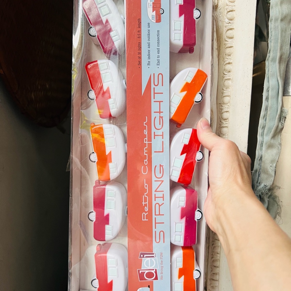 Red and Pink Retro Camper String Lights by Dei New in Box